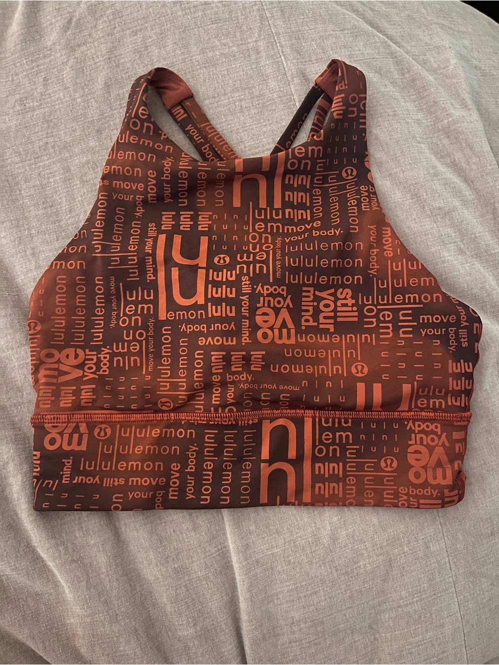 lululemon athletica Rust Orange Logo-Print Strappy Sports Bra